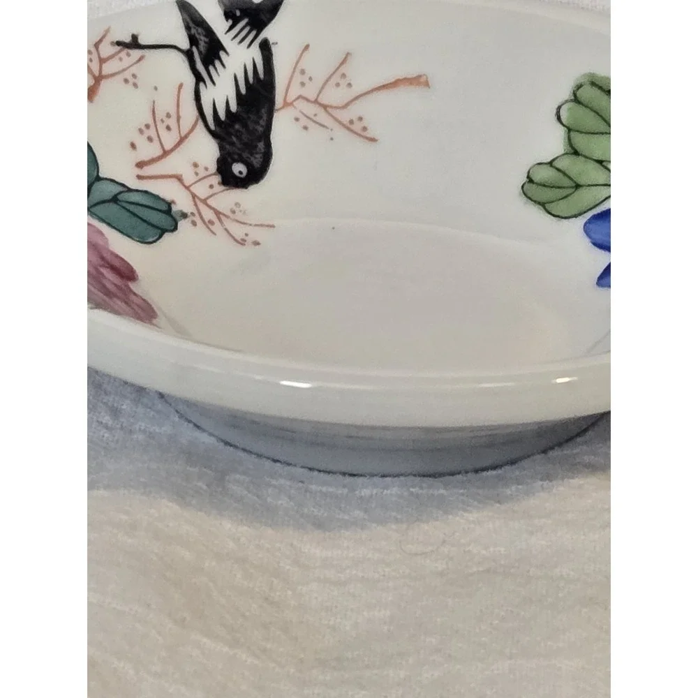 Vintage‎ F.S. Louie Berkeley CA Hand Painted Porcelain Saucer Bird Floral 4.5